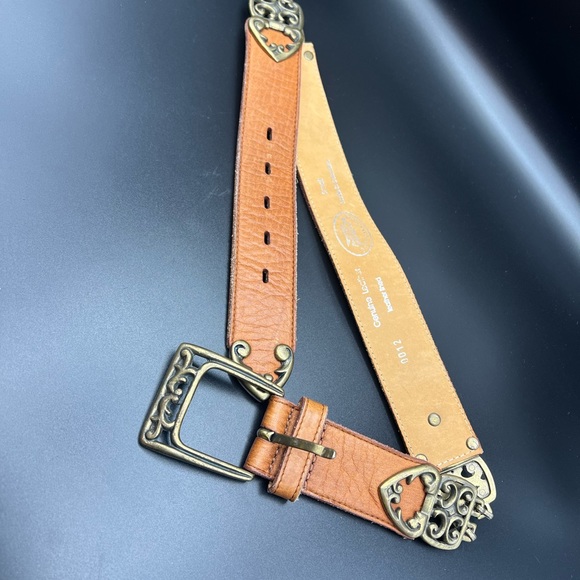 metal accent brown leather womens belt made in colombia size small One Of A Kind - Picture 13 of 15